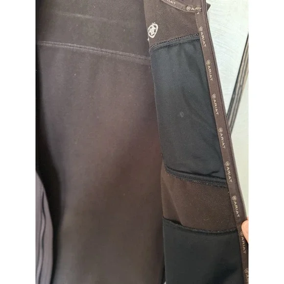 Ariat Softshell Vest Dark Brown Western Lightweight Zip Fleece Lined Mens Medium - Picture 9 of 12